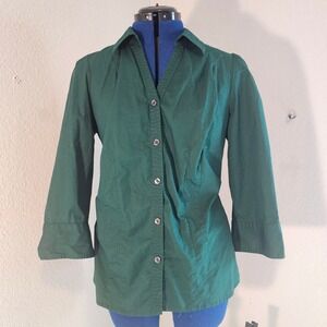 St Johns Bay office 3/4 sleeve preppy womens lrg classic button‎ up shirt